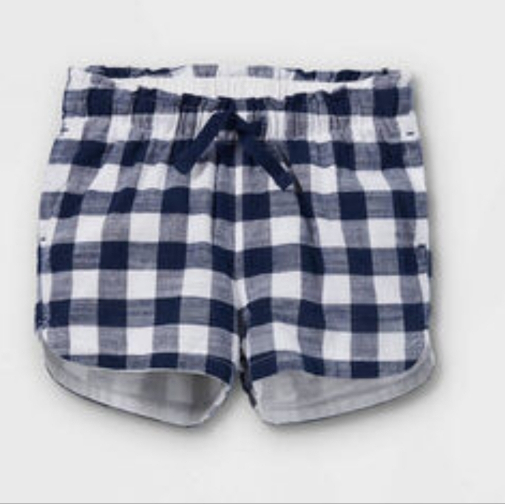 Cat and Jack Baby 12M Navy Gingham Plaid Shorts Pull On New